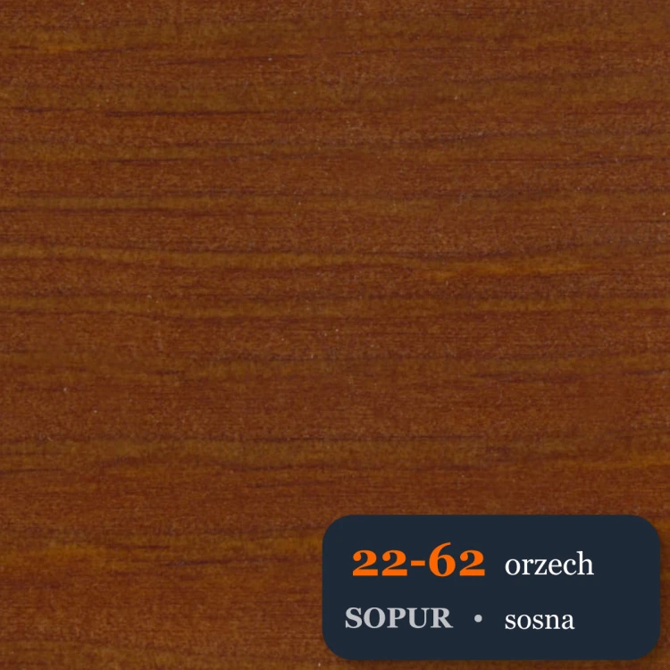 Bejca nitro SOPUR 22-62 orzech - próbka sosna