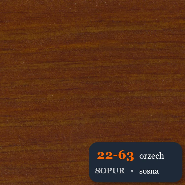 Bejca nitro SOPUR 22-63 orzech - próbka sosna