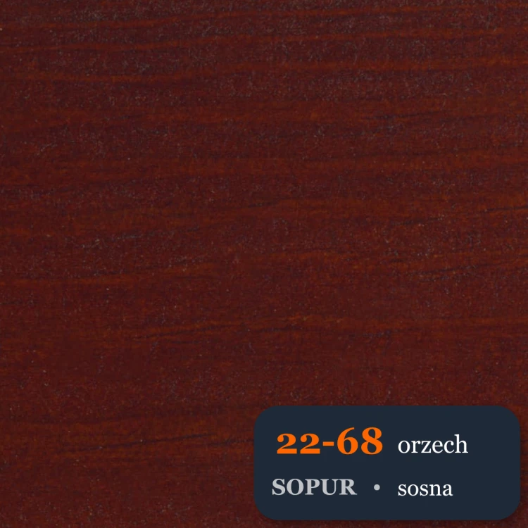 Bejca nitro SOPUR 22-68 orzech - próbka sosna