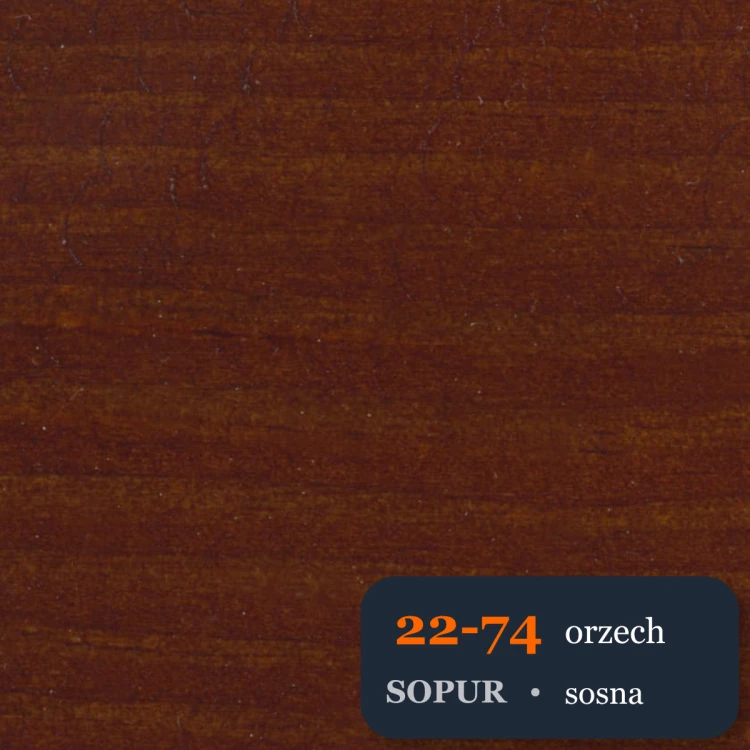 Bejca nitro SOPUR 22-74 orzech - próbka sosna