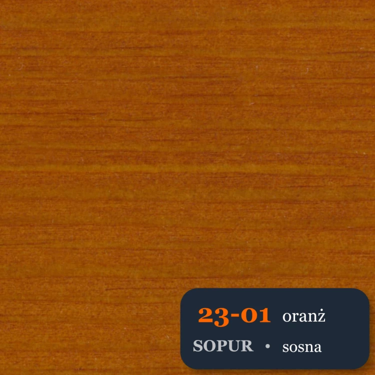 Bejca nitro SOPUR 23-01 oranż - próbka sosna
