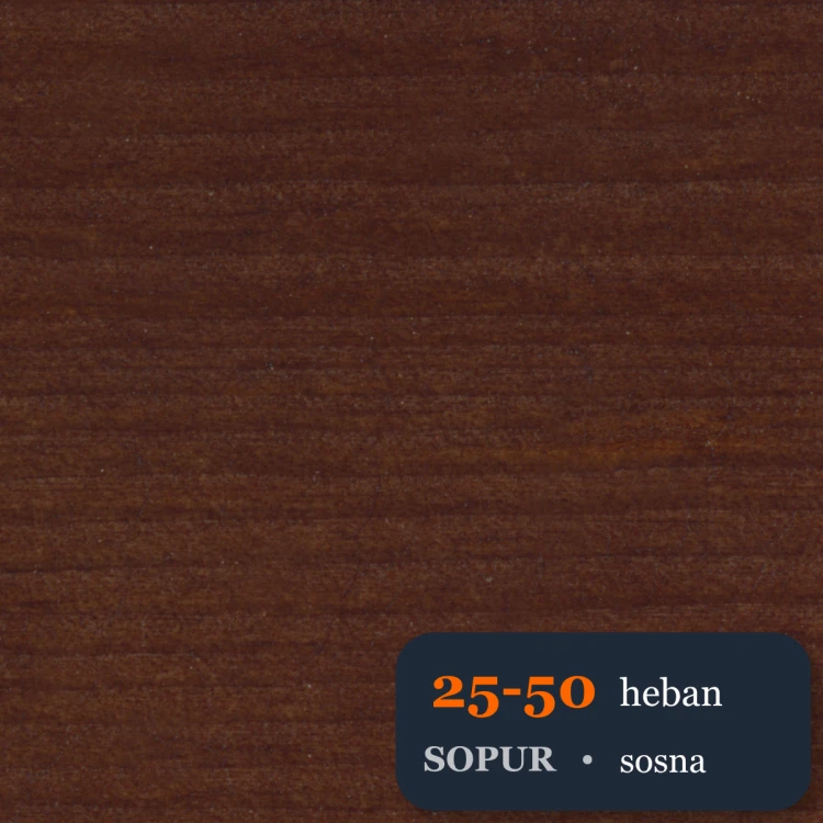 Bejca nitro SOPUR 25-50 heban - próbka sosna
