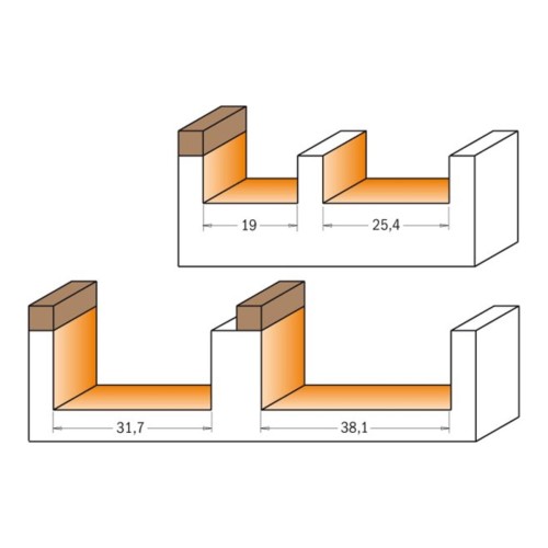 Frez CMT 852 - szerokości wybrań 19, 25,4, 31,7 i 38,1 mm