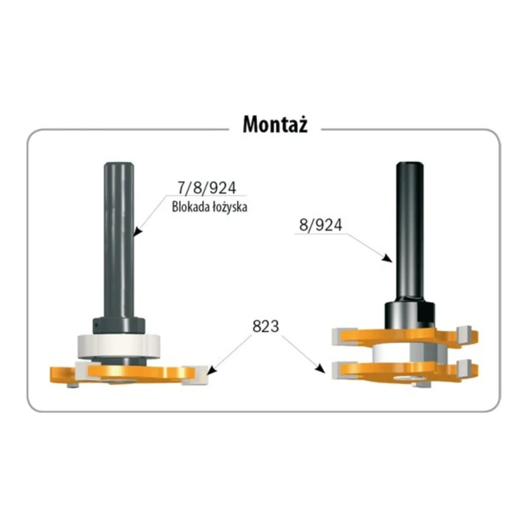 Montaż ostrza 823 na trzpieniu CMT 924