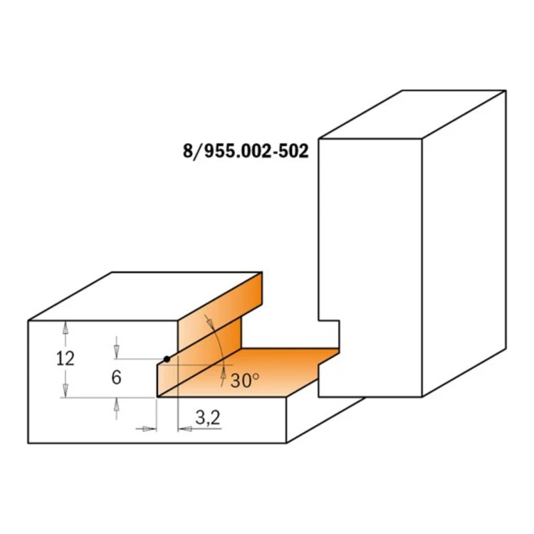 Frez CMT 8/955.002-502 - profil z podcięciem 30°