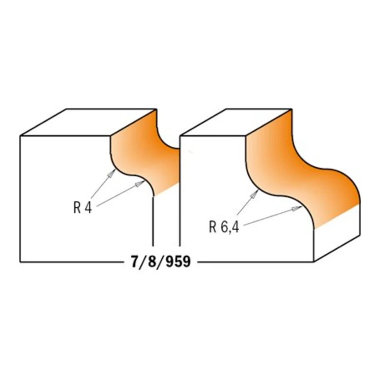 Frezy CMT 959 - profil esownicy R 4 i R 6,4