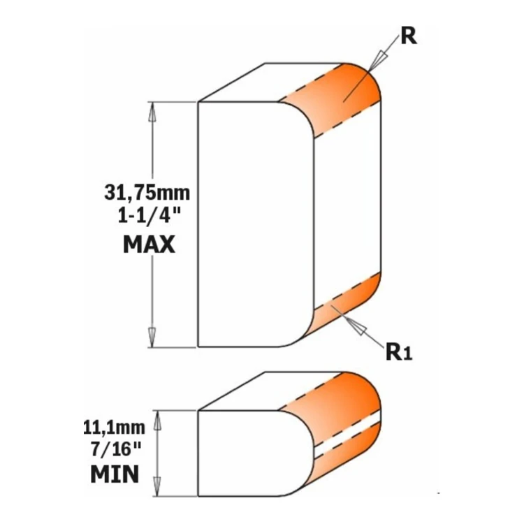 Frez CMT 900.622 - dwustronne zaokrąglenie, grubość 11,1-31,75 mm