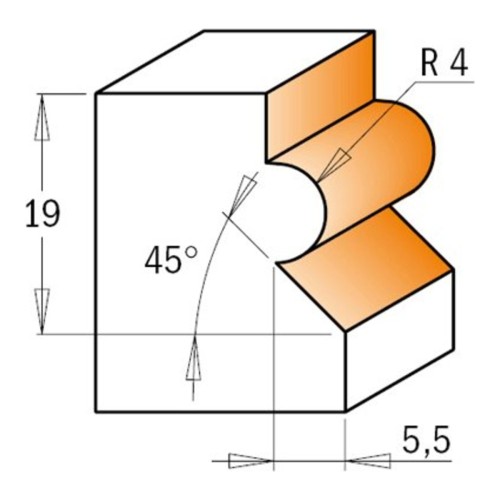 Frez CMT 961.601 - profil R 4 z fazą 45°