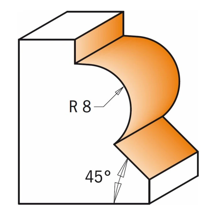 Frez CMT 954.080 - profil R 8 z fazą 45°