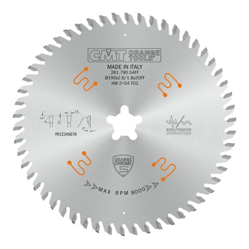 Piła tarczowa CMT 281 Orange Chrome do płyt laminowanych