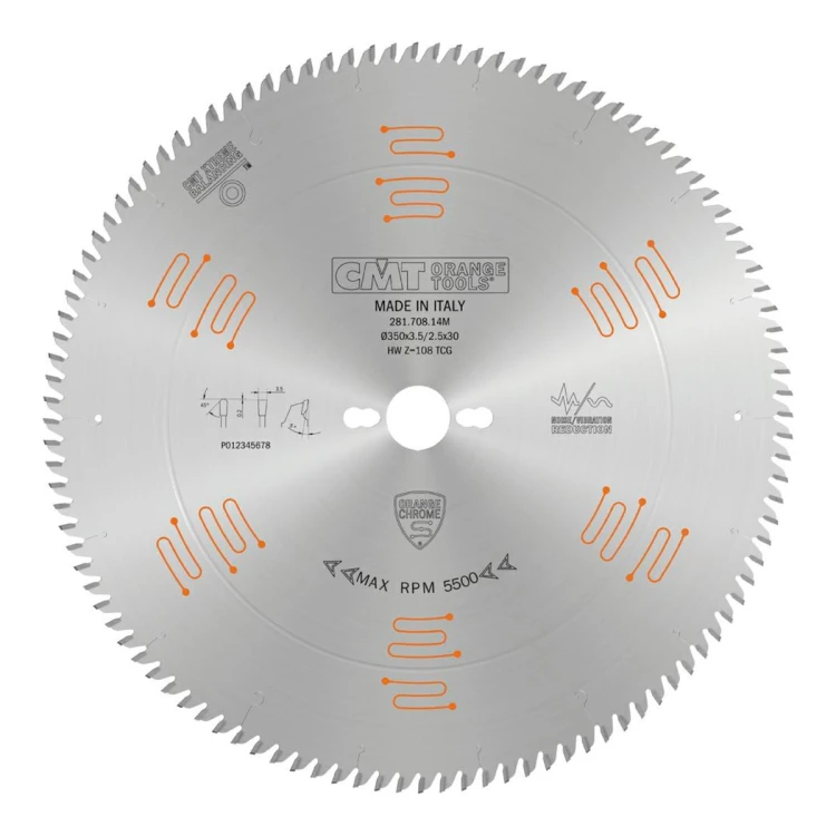Piła tarczowa CMT 281 Orange Chrome do płyt laminowanych - widok ostrza