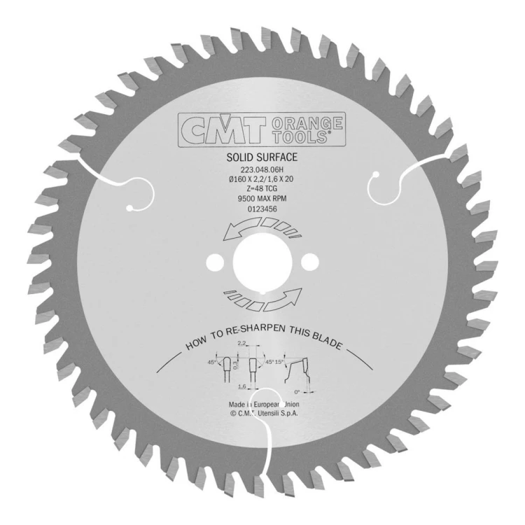 Piła tarczowa CMT 223 do płyt mineralno-akrylowych (Corian)