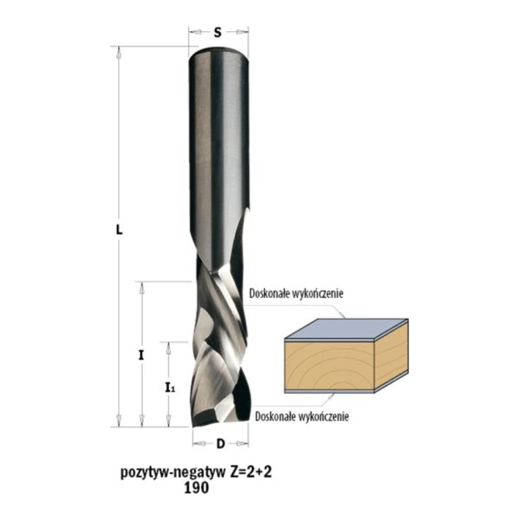 Frez spiralny CMT 190 pozytyw-negatyw (kompresyjny) VHM Z1+1, Z2+2, Z3+3 - D 4-18 mm - widok 4