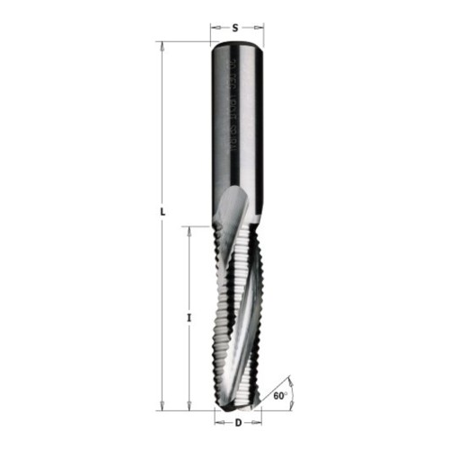 Frez spiralny zgrubny CMT 195.143/163 z V-ostrzem 60° do otworów pod zamki