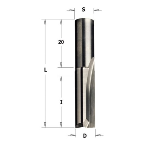 Frez prosty monolityczny CMT 112 VHM Z2+1, chwyt 9,5 mm - D 3-8 mm