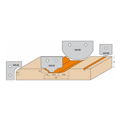 Noże profilowe CMT 615 do zestawu do drzwi z MDF - profile 1-5 - zdjęcie 2