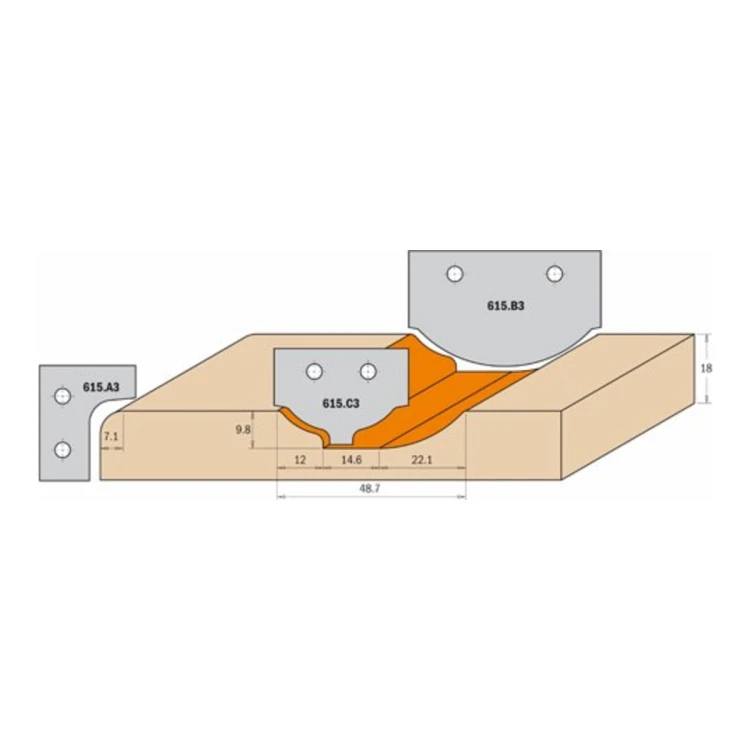Noże profilowe CMT 615 do zestawu do drzwi z MDF - profile 1-5 - zdjęcie 3