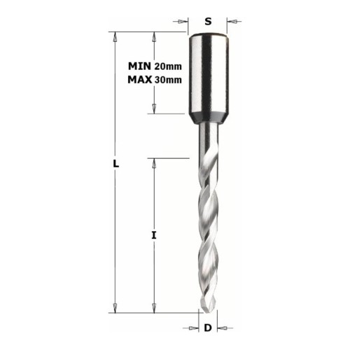 Wiertło XTreme przelotowe pełnowolframowe CMT 314.21/22 VHM Z2 z ostrzem V - D 3-10 mm, RH i LH