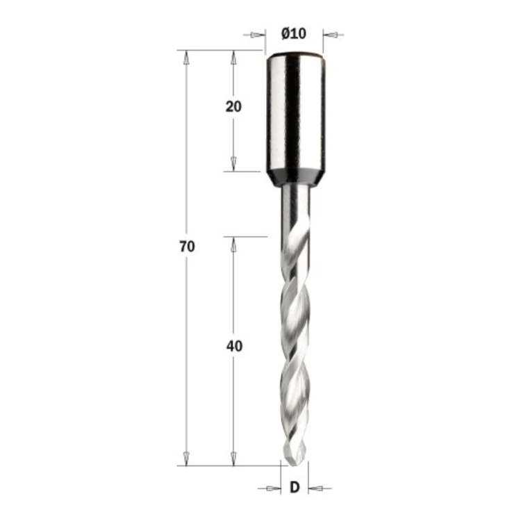 Wiertło XTreme przelotowe pełnowolframowe CMT 314.21/22 VHM Z2 z ostrzem V - D 3-10 mm, RH i LH - zdjęcie 3