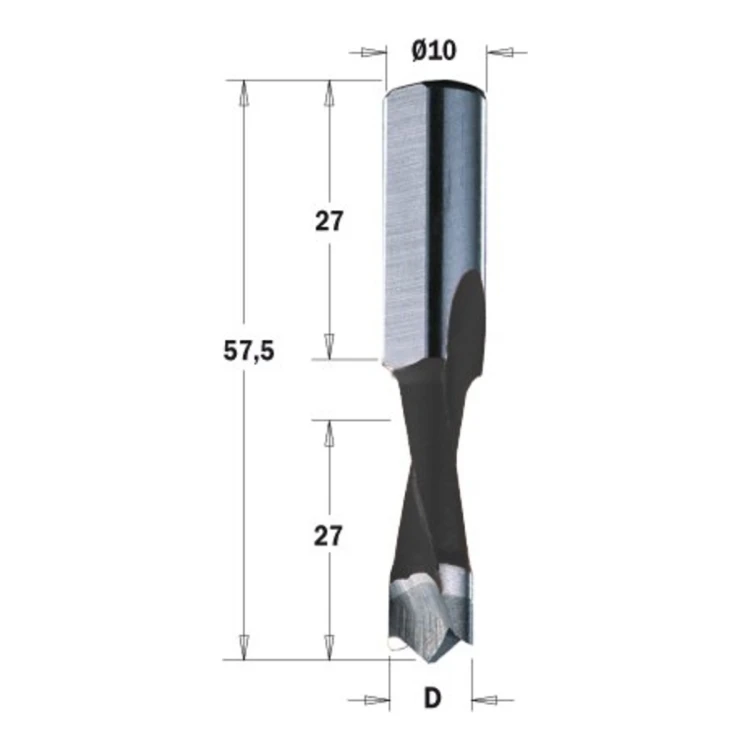Wiertło XTreme nieprzelotowe krótkie CMT 310.41/42 HM Z2, L 57,5 mm - D 5-10 mm, RH i LH