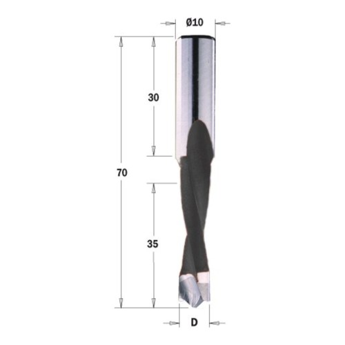 Wiertło XTreme przelotowe krótkie CMT 313.41/42 HM Z2, L 57,5 mm - D 5-8 mm, RH i LH