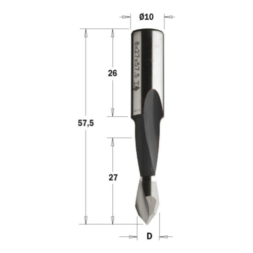 Wiertło XTreme przelotowe krótkie CMT 313.41/42 HM Z2, L 57,5 mm - D 5-8 mm, RH i LH - zdjęcie 2