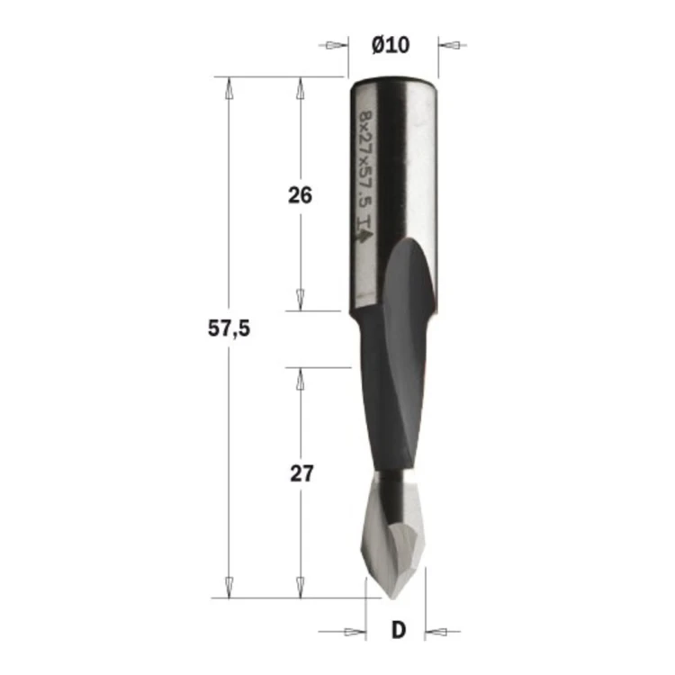 Wiertło XTreme przelotowe krótkie CMT 313.41/42 HM Z2, L 57,5 mm - D 5-8 mm, RH i LH - zdjęcie 2