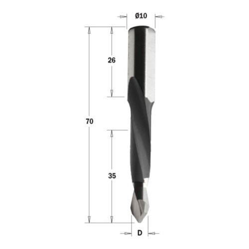 Wiertło XTreme przelotowe długie CMT 314.41/42 HM Z2, L 70 mm - D 5-10 mm, RH i LH