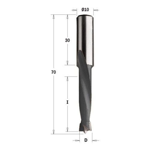 Wiertło nieprzelotowe CMT 311 HM Z2 V2, L 70 mm, trzpień 10x30 - D 4-16 mm, RH i LH