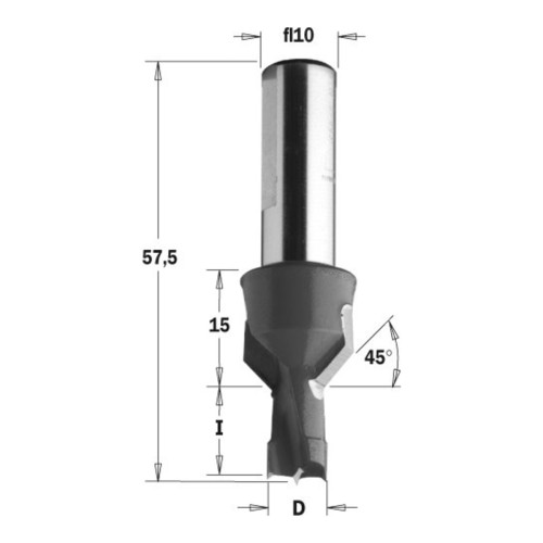 Wiertło nieprzelotowe z pogłębiaczem CMT 376 HM Z2+2, L 57,5 mm - D 8-10 mm, RH i LH - zdjęcie 2