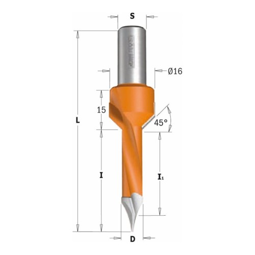 Wiertło przelotowe z pogłębiaczem CMT 378 HM Z2+2, ostrze 60° - D 5-10 mm, RH i LH - zdjęcie 2