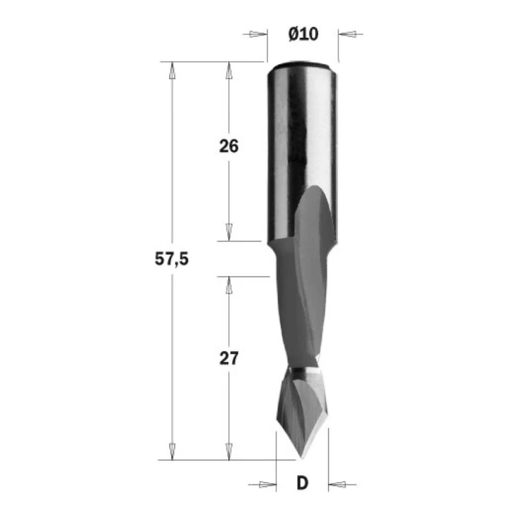 Wiertło przelotowe CMT 313 HM Z2, L 57,5 mm, trzpień 10x26 - D 5-10 mm, RH i LH - zdjęcie 4