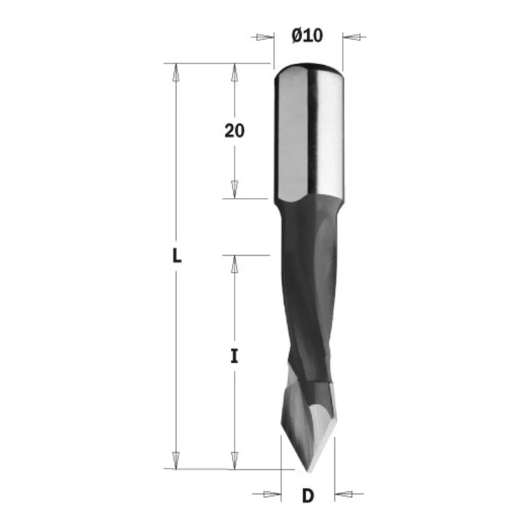 Wiertło przelotowe CMT 375 HM Z2, L 70 mm, trzpień 10x20 - D 4-10 mm, RH i LH - zdjęcie 3