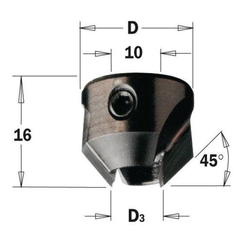 Pogłębiacz CMT 315 HM Z2 do wierteł z 2 spiralami - D 20 i 22 mm, RH i LH