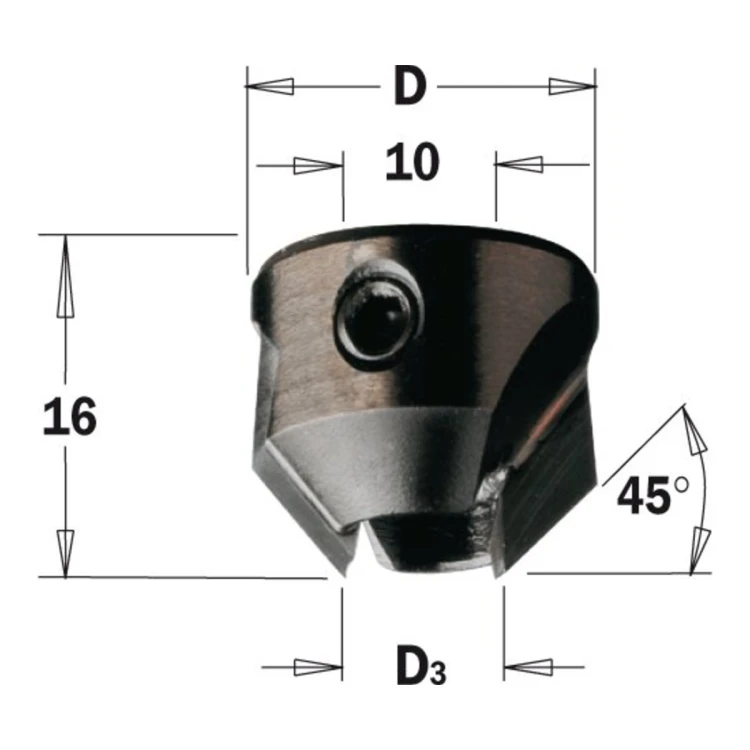Pogłębiacz CMT 315 HM Z2 do wierteł z 2 spiralami - D 20 i 22 mm, RH i LH - zdjęcie 3