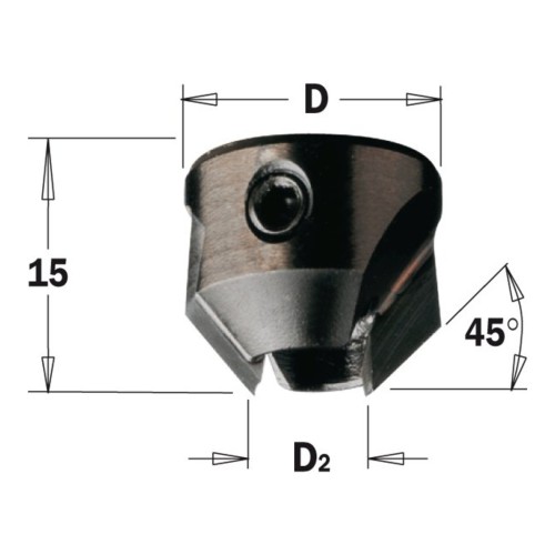Pogłębiacz CMT 316 HM Z2 do wierteł z 4 spiralami - D 16-20 mm, RH i LH
