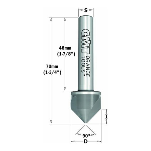 Pogłębiacz VHM 90° CMT 521.002.21 Z3 - D 19,5 mm, trzpień 10x48