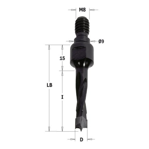 Wiertło nieprzelotowe CMT 352/353 z gwintem HM Z2 V2, gwint M8/9 - D 5-10 mm, RH i LH - zdjęcie 2