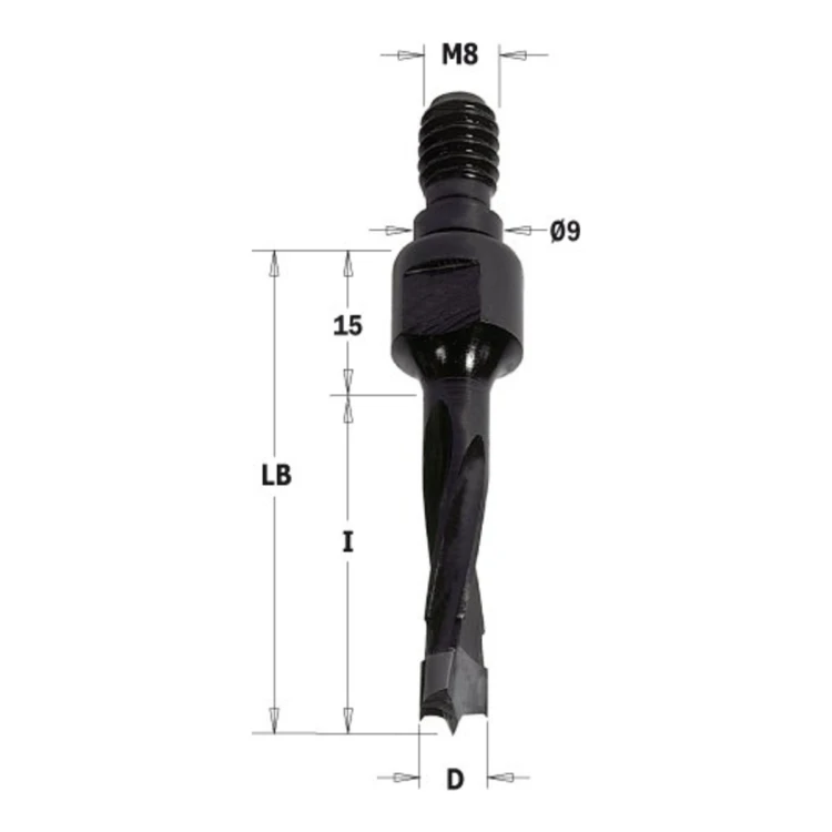 Wiertło nieprzelotowe CMT 352/353 z gwintem HM Z2 V2, gwint M8/9 - D 5-10 mm, RH i LH - zdjęcie 2