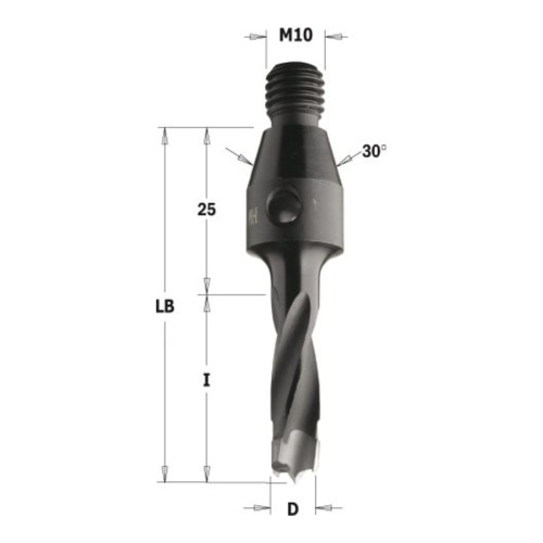 Wiertło nieprzelotowe CMT 341/342/343 z gwintem HM Z2 V2, gwint M10/30° - D 5-12 mm, RH i LH