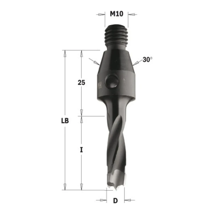 Wiertło nieprzelotowe CMT 341/342/343 z gwintem HM Z2 V2, gwint M10/30° - D 5-12 mm, RH i LH - zdjęcie 2