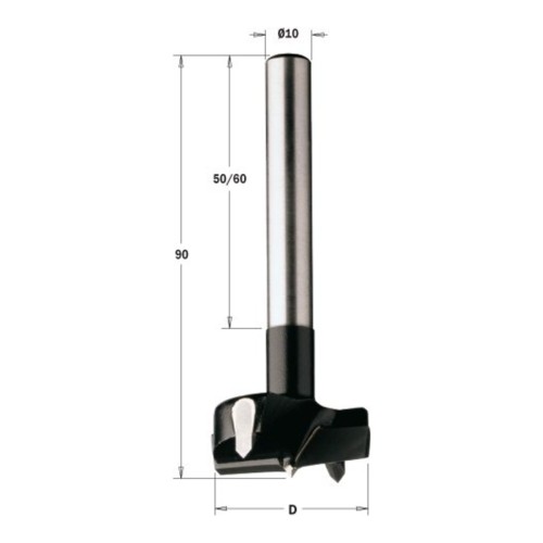 Wiertło puszkowe CMT 512 HM Z2 V2, L 90 mm z cylindrycznym uchwytem - D 14-60 mm