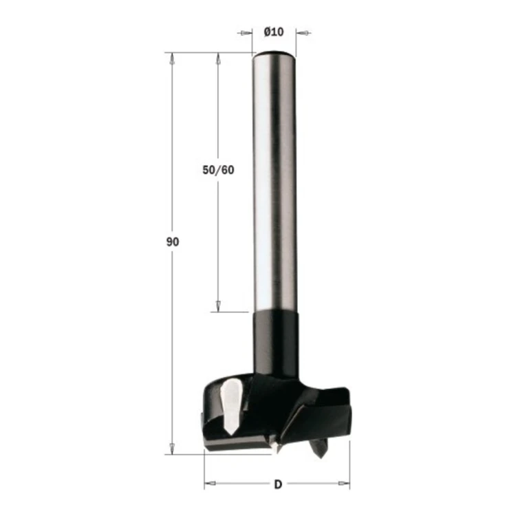 Wiertło puszkowe CMT 512 HM Z2 V2, L 90 mm z cylindrycznym uchwytem - D 14-60 mm - zdjęcie 3
