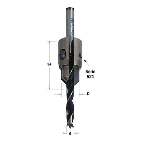 Pogłębiacz regulowany CMT 521.001.11 HM Z2 do wierteł 3-7 mm