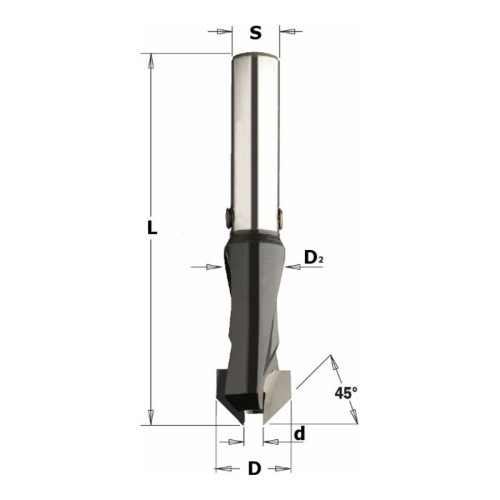 Pogłębiacz 45° CMT 521 HM Z2 z uchwytem cylindrycznym, bez wiertła - d 12-16 mm