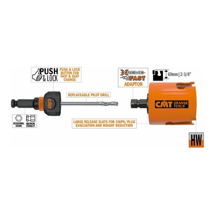 Otwornica HM z pogłębiaczem CMT 550-068CSX do puszek elektrycznych - Ø68-73 mm - zdjęcie 3