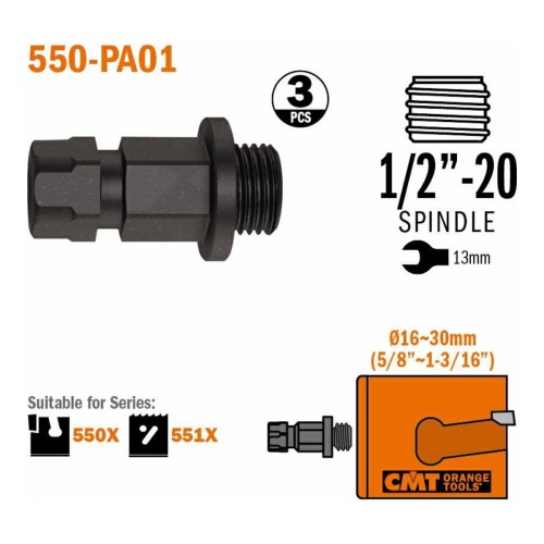 Trzpienie, wiertła prowadzące i adaptery CMT PUSH&LOCK / XTREME FAST do otwornic