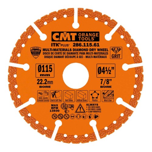Tarcza wielomateriałowa CMT 286 ITK Plus do szlifierek kątowych - Ø115-230 mm, węglik i diament - zdjęcie 2