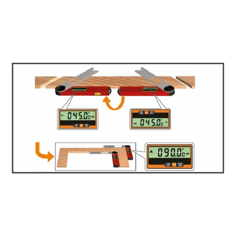 Cyfrowy kątomierz CMT DAF-001 - 0-360°, dokładność 0,05°, aluminium 260 mm - zdjęcie 4